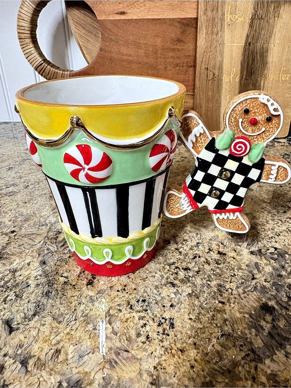 Mackenzie-Childs Bake Shop Gingerbread Handle Mug Multicolor